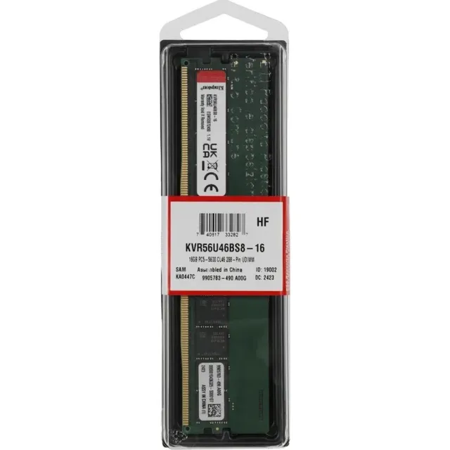 Оперативная память Kingston DDR5 16GB 5600Mhz DIMM CL46 KVR56U46BS8-16
