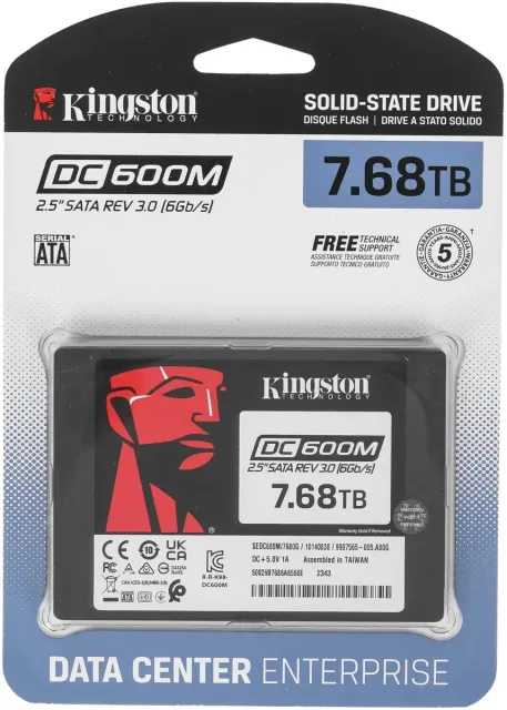 Твердотельный накопитель Kingston SSD 7,68Tb SEDC600M/7680G 2.5" 7mm, SATA3, 3D TLC, R/W 560/530MB/s