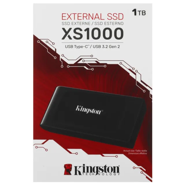 Внешний SSD Kingston 1TB SSD USB 3.2 Gen2 External SSD R:1050MB/s,W:1000MB/s-черный
