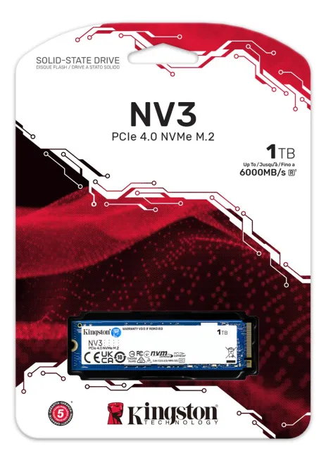 Твердотельный накопитель Kingston SSD 1TB SNV3S/1000G M.2(22x80mm), NVMe, PCIe 4.0 x4, 3D TLC, R/W 6