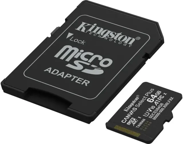 Карта памяти Kingston Canvas Select Plus microSDXC SDCS3/64GB 64GBV10 A1 + SD Adapter