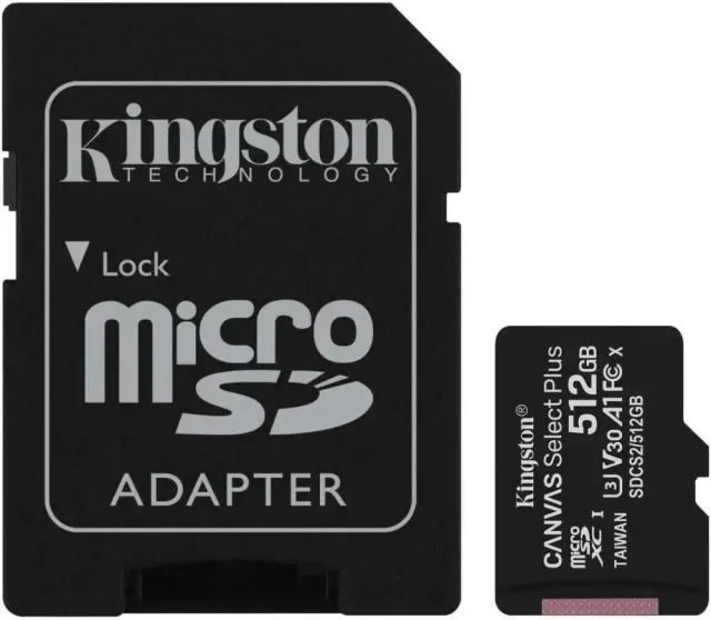 Карта памяти Kingston Canvas Select Plus microSDXC SSDCS3/512GB 512GB V10 A1 + SD Adapter