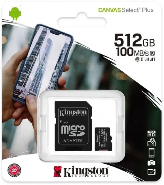 Карта памяти Kingston Canvas Select Plus microSDXC SSDCS3/512GB 512GB V10 A1 + SD Adapter