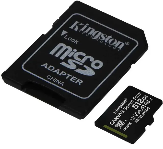 Карта памяти Kingston Canvas Select Plus microSDXC SSDCS3/512GB 512GB V10 A1 + SD Adapter
