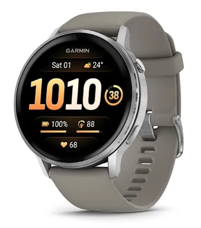 Смарт-часы Garmin Venu 4 серебристый, серый ремешок 45мм
