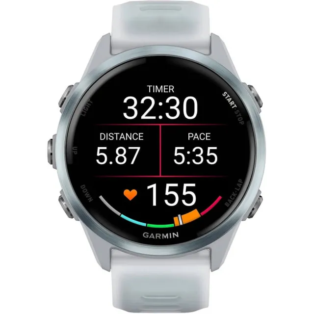 Смарт-часы Garmin Forerunner 570 белый, голубой безель, бело-голубой ремешок 42мм