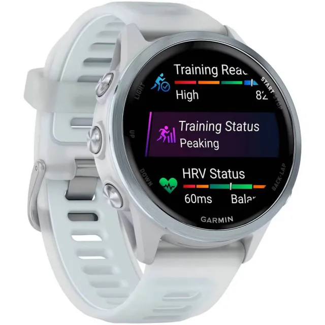 Смарт-часы Garmin Forerunner 570 белый, голубой безель, бело-голубой ремешок 42мм