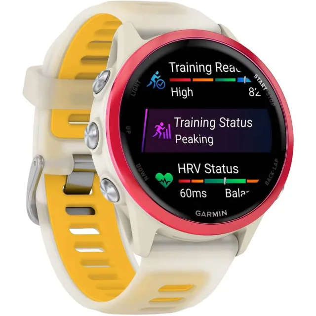 Смарт-часы Garmin Forerunner 570 слоновая кость, малиновый безель, ремешок манго 42мм