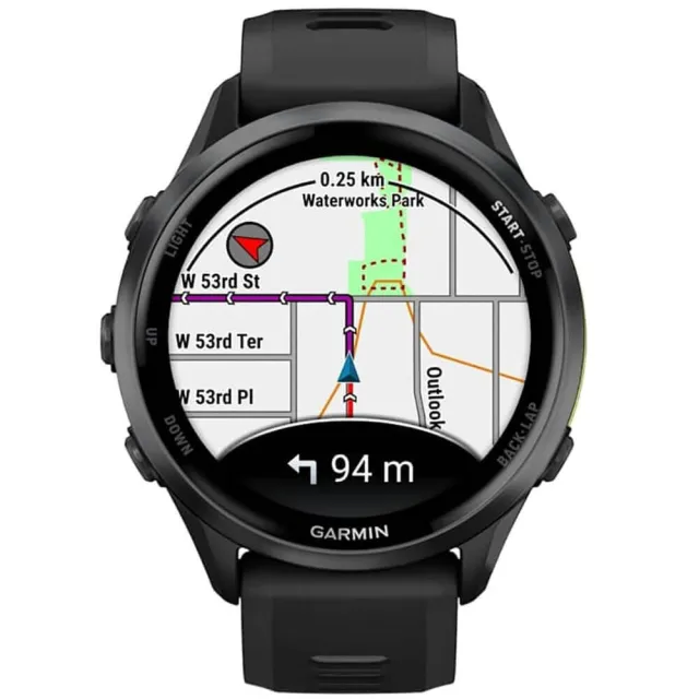 Смарт-часы Garmin Forerunner 970 черный, темно-серый DLC титановый безель, черный ремешок 47мм