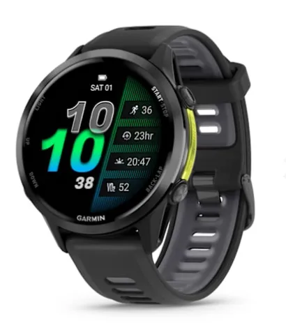 Смарт-часы Garmin Forerunner 970 черный, темно-серый DLC титановый безель, черный ремешок 47мм