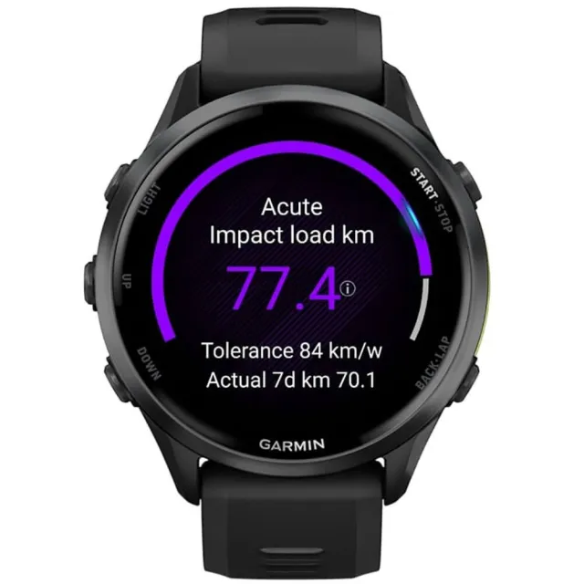 Смарт-часы Garmin Forerunner 970 черный, темно-серый DLC титановый безель, черный ремешок 47мм