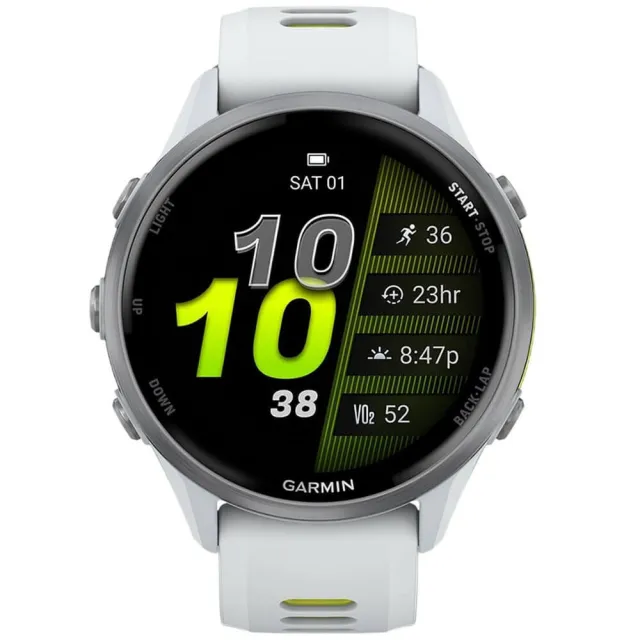 Смарт-часы Garmin Forerunner 970 белый, титановый безель, бело-желтый ремешок 47мм