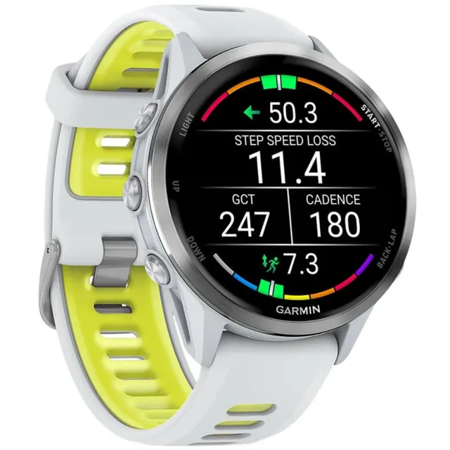 Смарт-часы Garmin Forerunner 970 белый, титановый безель, бело-желтый ремешок 47мм