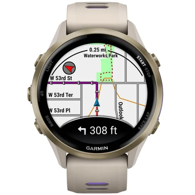 Смарт-часы Garmin Forerunner 970 золотистый титановый безель, серо-фиолетовый ремешок 47мм