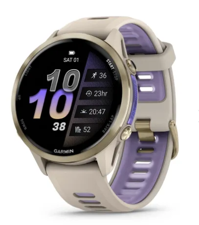 Смарт-часы Garmin Forerunner 970 золотистый титановый безель, серо-фиолетовый ремешок 47мм