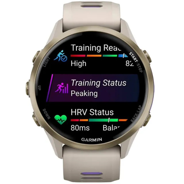 Смарт-часы Garmin Forerunner 970 золотистый титановый безель, серо-фиолетовый ремешок 47мм