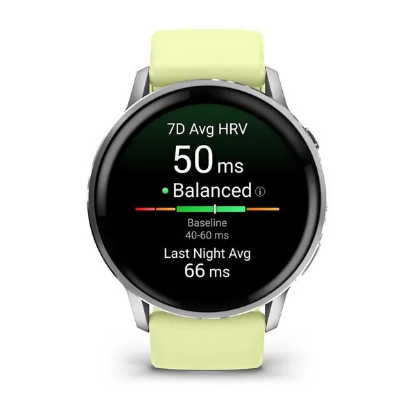 Смарт-часы Garmin Venu 4 серебристый, желтый ремешок 45мм