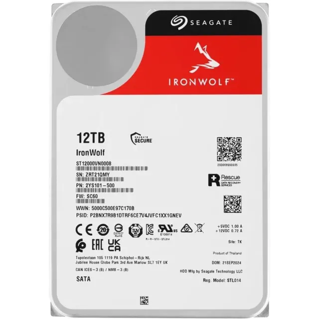 Жесткий диск Seagate IronWolf 12TB 3.5" 7200RPM 256MB SATA NAS ST12000VN0008