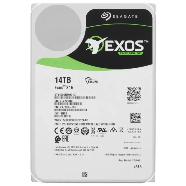 Жесткий диск серверный Seagate Exos 14TB 3.5" 7200RPM 256MB SATA Enterprise ST14000NM001G