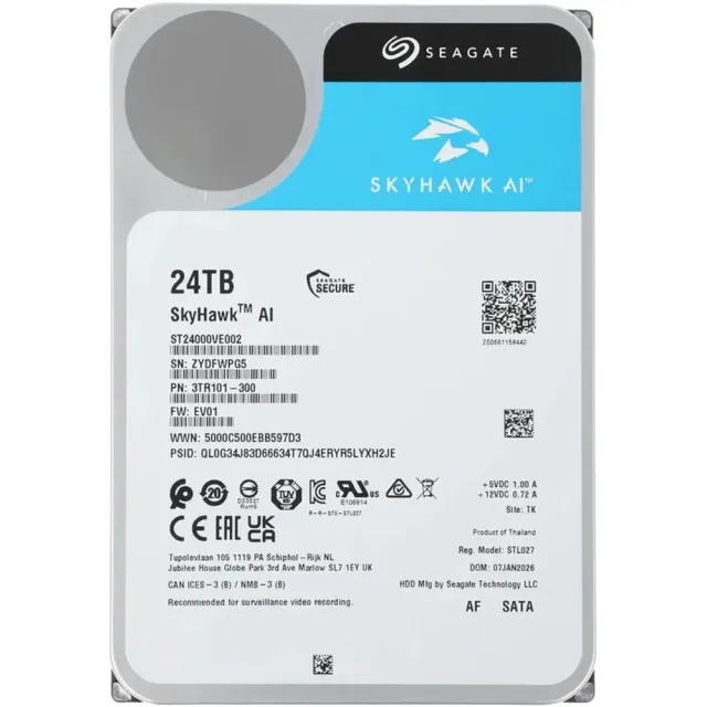 Жесткий диск Seagate SkyHawk AI 24TB 3.5" 7200RPM 512MB SATA DV ST24000VE002