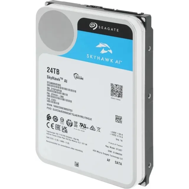 Жесткий диск Seagate SkyHawk AI 24TB 3.5" 7200RPM 512MB SATA DV ST24000VE002