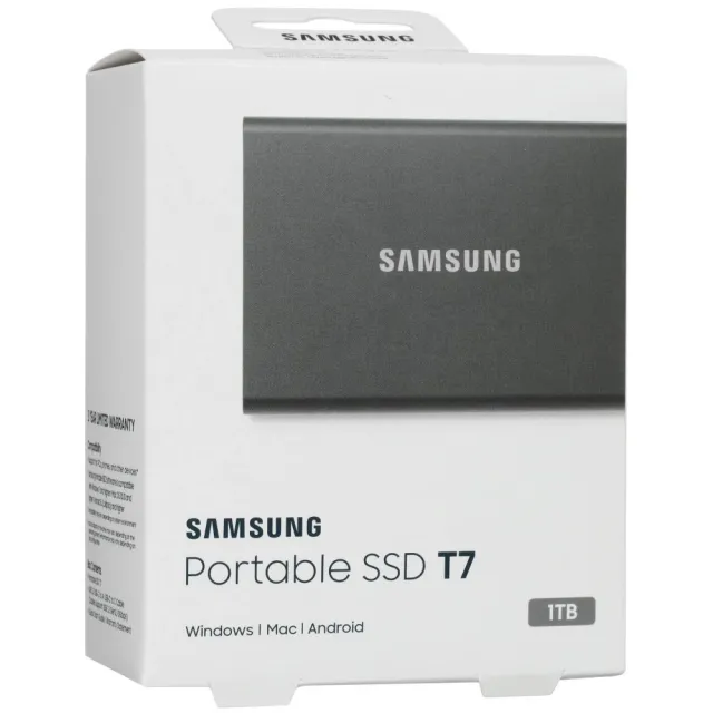 Внешний SSD Samsung 1TB MU-PC1T0T/WW T7 Type-C, USB 3.2, R/W 1050/1000MB/s, Gray (12мес)
