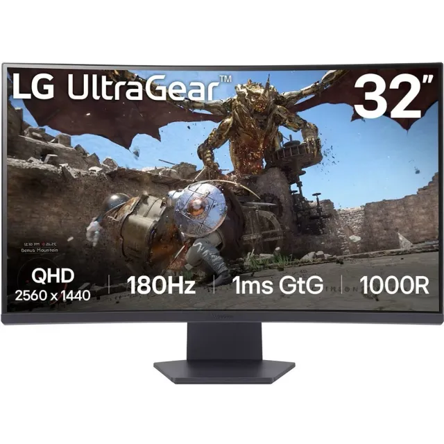 Монитор LG 32" 32GS60QC-B, 2560x1440,VA, 165Hz, HDMI+DP, изогнутый, черный