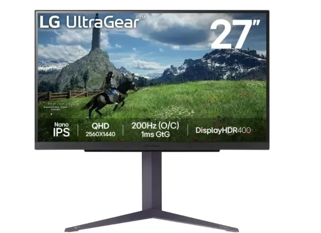 Монитор LG 27" 27GS85Q-B, 2560x1440, IPS, 200Hz, HDMIx2+DP+USB, pivot, black