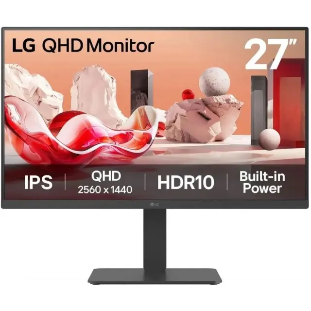 Монитор LG 27" 27BA45QB-B, 2560x1440, IPS, 75Hz, HDMIx2+DP+MM, регулировка, черный